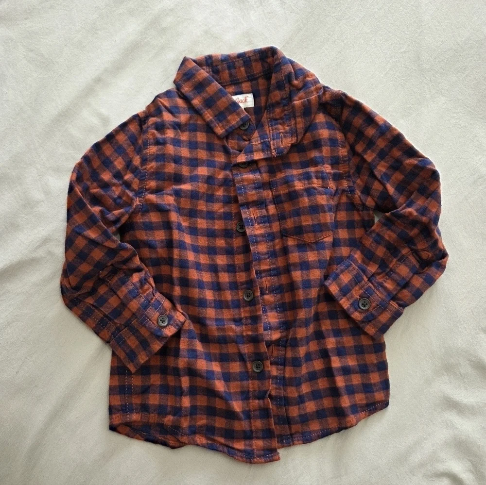 Plaid Kids Shirts Bundle - Green, Orange, Red 2T/24 Months